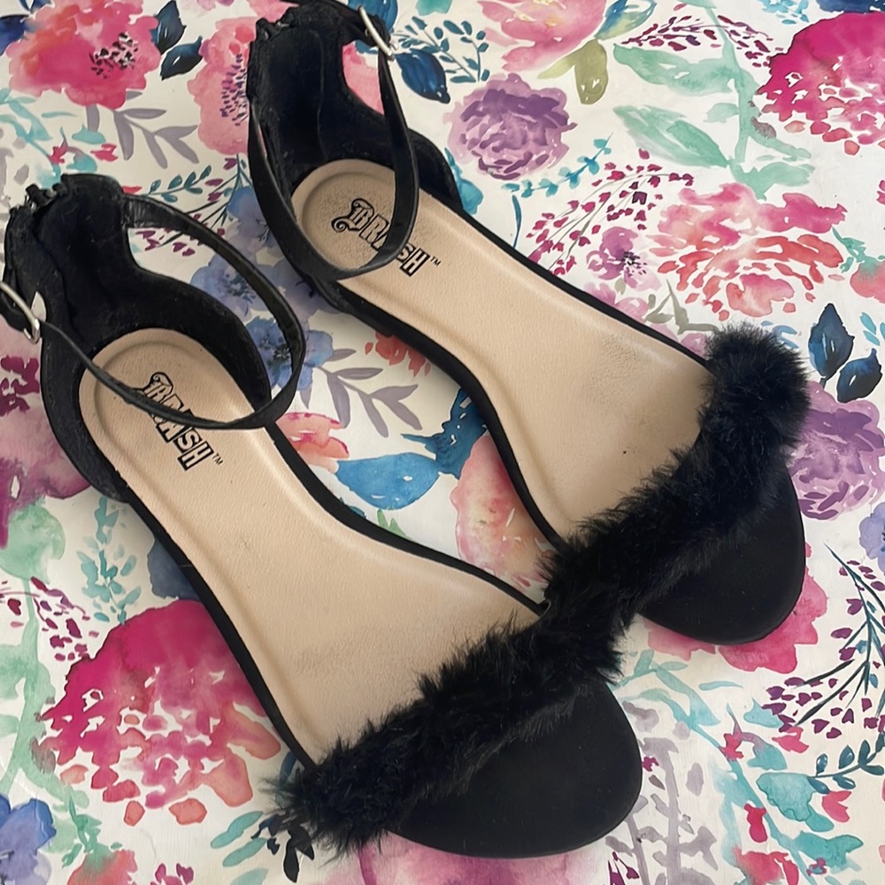Brash faux fur front sandals